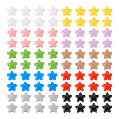200 個 10 色不透明アクリルビーズ  スター  ミックスカラー  11x11.5x7mm  穴：2mm  20個/カラー&nbsp;OACR-TA0001-42