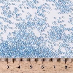 MIYUKIラウンドロカイユビーズ  日本製シードビーズ  15/0  （rr221)スカイブルー裏地クリスタル  15/0  1.5mm  穴：0.7mm  約250000個/ポンド&nbsp;SEED-G009-RR0221