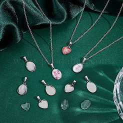 30 Stück 3 Stile 304 Edelstahl Anhänger Cabochon Einstellungen&nbsp;STAS-UN0064-65