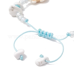 Браслеты из синтетической бирюзы и магнезита с плетением из бусин&nbsp;BJEW-JB11678