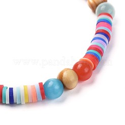 Bracelets élastiques faits à la main de perles heishi en pâte polymère&nbsp;BJEW-JB04328