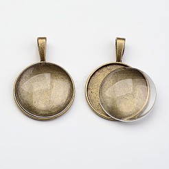 Blase Medaillon Legierung Anhänger Cabochon Lünette Fassungen&nbsp;DIY-X0268-04AB-FF