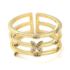 Стойка покрытие латунь микро паве кубический цирконий открытые манжеты кольца&nbsp;RJEW-K266-09C-G