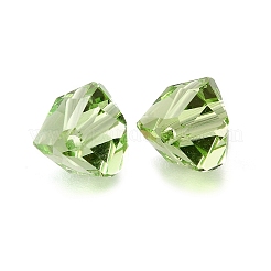 ガラス模造オーストリアクリスタルビーズ  ポリゴン  多面カット  緑黄  7x7.5x7.5mm  穴：1.2mm&nbsp;GLAA-P071-02A-17