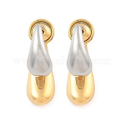 Двухцветные серьги-гвоздики из латуни в форме капли для женщин&nbsp;EJEW-U055-04GS