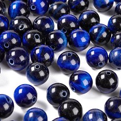 100pcs 8mm natürliche Tigerauge runde Perlen&nbsp;DIY-LS0002-26
