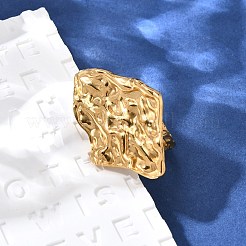 女性用304ステンレススチールオープンカフリング  18KGP本金メッキ  菱形  26.5x39.5mm  内径: 調節可能&nbsp;RJEW-A053-06G-05