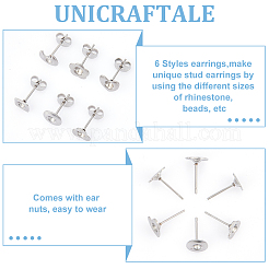 84 шт. 6 шт. фурнитура для сережек-гвоздиков из нержавеющей стали 201 STAS-UN0057-42