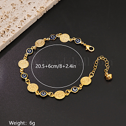 Винтажные пляжные браслеты на ногу с синими звеньями из латуни в виде сглаза для женщин MD8802