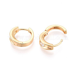 Латунные серьги-кольца из прозрачного кубического циркония EJEW-T048-46G