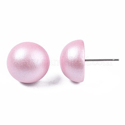 Расписные полукруглые деревянные серьги для девочек и женщин EJEW-T017-02F