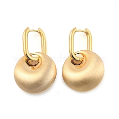 Плоские круглые латунные серьги-кольца для женщин&nbsp;EJEW-U055-02G