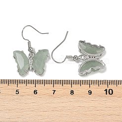 Orecchini pendenti in ottone con avventurina verde naturale&nbsp;EJEW-M081-01P-04
