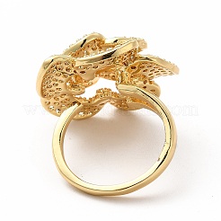 Кольцо на палец с цветком из кубического циркония RJEW-G281-02G