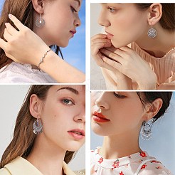 4 пара 4 стильных филигранных серег с подвесками в виде монет EJEW-SW00009