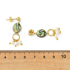 Ohrhänger aus Abalone-/Paua-Muschel und Muschelperlen&nbsp;EJEW-JE07327