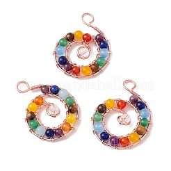 Gros pendentifs en laiton et pierres naturelles mélangées&nbsp;FIND-E023-03