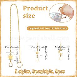 9 шт. 3 подвесных украшения из латуни и нержавеющей стали&nbsp;HJEW-NB00312