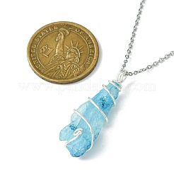 Гальванические ожерелья с подвесками из натуральной кварцевой призмы и медной проволоки&nbsp;NJEW-JN05027-02