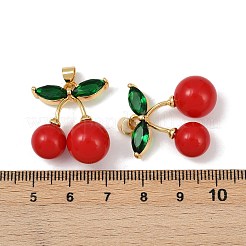 Латунь микропаве фианиты с подвесками из эмали&nbsp;KK-Z119-04G