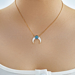 Стильные латунные белые и синие эмалевые двойные ожерелья с подвесками от сглаза для повседневных вечеринок ZO1615-1