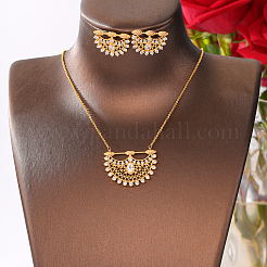 Комплекты из латунных подвесок в форме луны и серег-гвоздиков с микропаве из прозрачных кубических цирконий для женщин ON6272