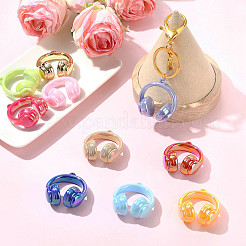 10個 10色UVメッキ不透明アクリルパーツ  イヤホン型チャーム  ミックスカラー  42x38x20mm  穴：3mm  1pc /カラー&nbsp;SACR-FS0001-56