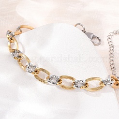 Bracelets à maillons ovales bicolores en acier inoxydable 304 de 8 mm&nbsp;SA-CBA725A-27GP