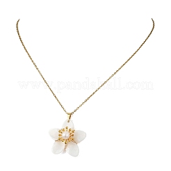 Collar con colgante de flor de perla natural y concha&nbsp;NJEW-JN06195