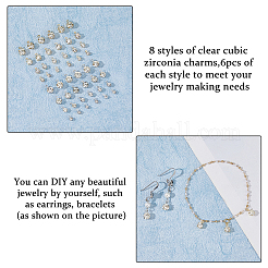 192 шт. 8 стиля латунных подвесок с микропаве из кубического циркония&nbsp;KK-FH0007-40