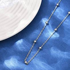Женские ожерелья-цепочки с круглыми бусинами из нержавеющей стали 304 диаметром 3 мм NJEW-G177-03A-P