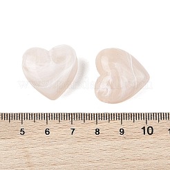 不透明なアクリルビーズ  ハート  T-掘削  ツートン  ミスティローズ  22x22~22.5x10mm  穴：2~2.4mm&nbsp;X-OACR-Z036-01A-05