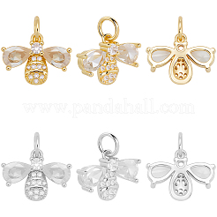 8 шт. 2-х цветные подвески в виде пчел из латуни с микропаве из кубического циркония&nbsp;KK-BBC0019-18