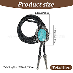 Натуральная бирюза с лариатом из искусственной кожи ожерелье&nbsp;NJEW-WH20010-02A