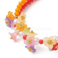 Многорядные браслеты из непрозрачного однотонного стекла и акрила&nbsp;BJEW-JB12973