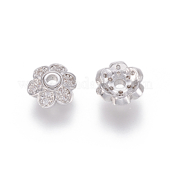 Messing Micro Pave Zirkonia ausgefallene Perlenkappen&nbsp;ZIRC-K080-05