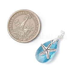 Pendentifs en forme de larme en alliage et en verre sur le thème de l'océan&nbsp;PALLOY-JF03881