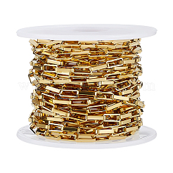 304ステンレススチールペーパークリップチェーン  溶接されていない  スプールで  18KGP本金メッキ  8x3x1.5mm&nbsp;CHS-WH0020-005G