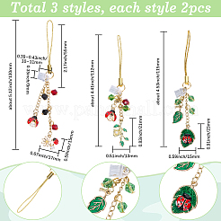 6 шт. 3 стиля эмалированные сплавы и стеклянные бусины мобильные пылезащитные заглушки&nbsp;HJEW-SC0001-93