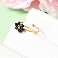Manchette ajustable en acier inoxydable 304 et onyx noir naturel&nbsp;RJEW-P187-01G-06
