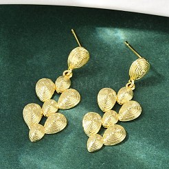 Латунные серьги-гвоздики в форме каплевидных подвесок EJEW-M066-03G