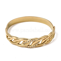 Bracciali rigidi da donna in acciaio inossidabile 304 con catena intrecciata e strass di cristallo.&nbsp;SA-CBA61B8-09G