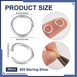20 шт. 925 открытых кольца из стерлингового серебра STER-PH0003-66