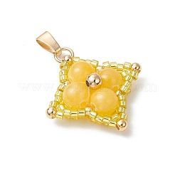 Pendentifs étoiles en jade jaune naturel teinté et perles de verre&nbsp;PALLOY-MZ00692-05