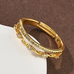 Латунные микро проложить пальцев кольца кубического циркония&nbsp;RJEW-H258-16G