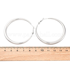 304ステンレススチールフープピアス  ステンレス鋼色  51x5mm&nbsp;EJEW-Z093-01P-01