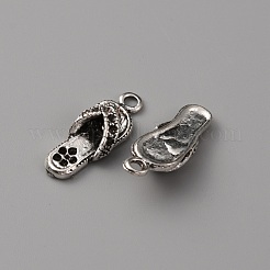 合金のチベット風チャーム  スリッパ  アンティークシルバー  21.5x8x5mm  穴：1.8mm  100個/袋&nbsp;FIND-WH0110-228
