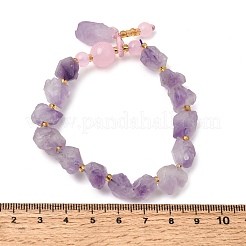 Braccialetti elasticizzati da donna con ciondoli in pepite di ametista grezza naturale.&nbsp;GG-CBA2C9C-09
