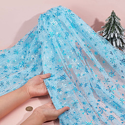 2м полиэстеровая сетчатая ткань со снежинками&nbsp;DIY-WH0622-386B