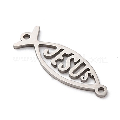 201 нержавеющая сталь полые религиозные подвески-фигурки с изображением рыбы-иисуса&nbsp;STAS-V014-03P